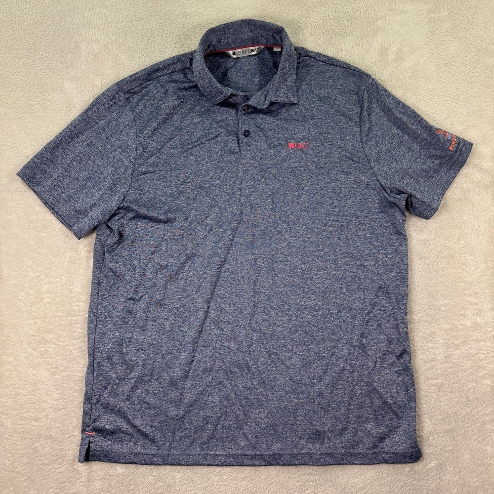 Black Clover Mens Medium Pine Dunes Polo Shirt Golf Live Lucky Athletic Heather